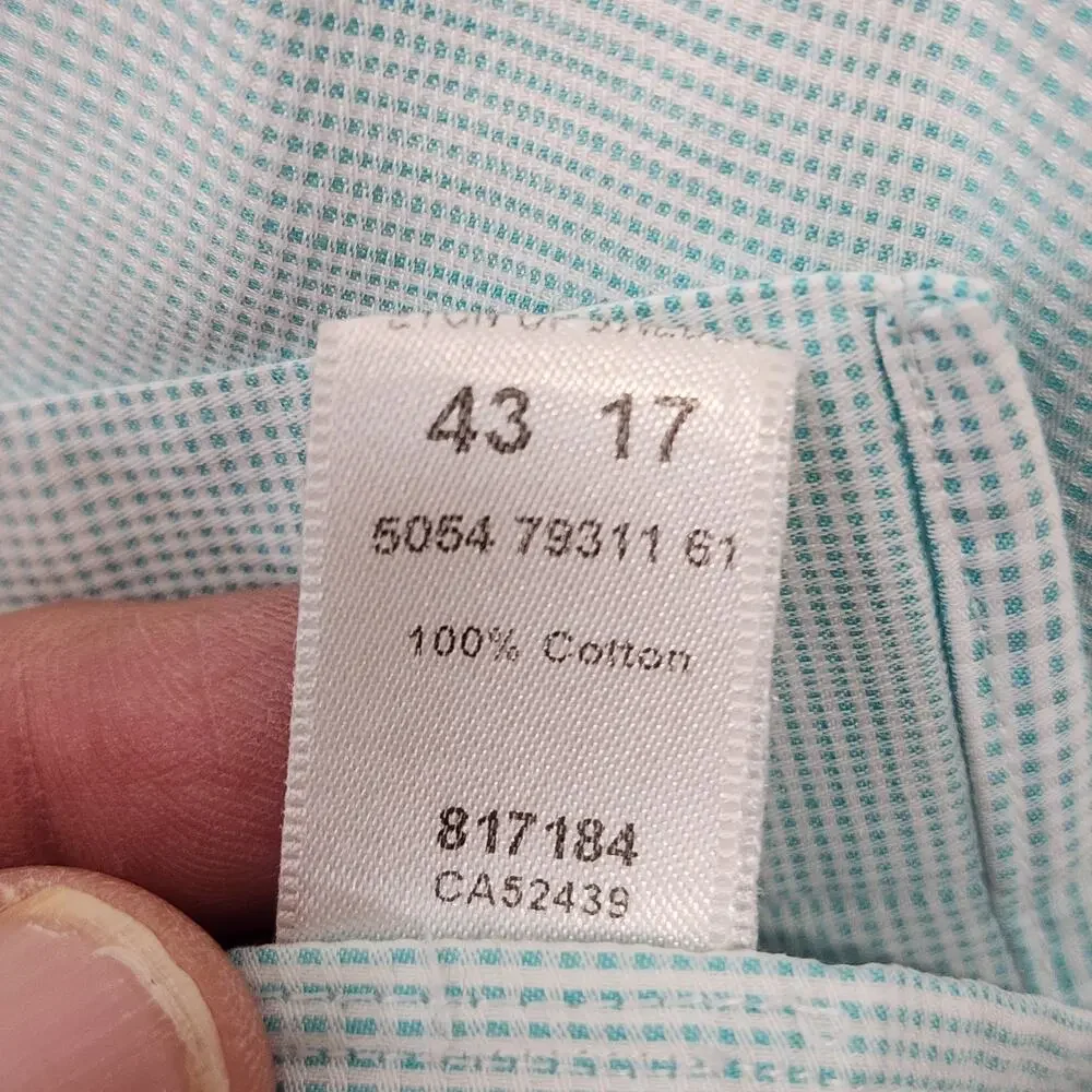 Eton Shirt Mens 17 43 Contemporary Fit Blue Micro Check Long Sleeve Button Up